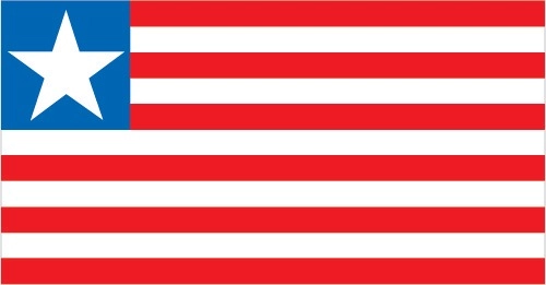 Liberia flag. Eleven horizontal stripes alternate between red and white from top to bottom. On the upper hoist side of the flag (left) is a square with a single large white, five-pointed star.